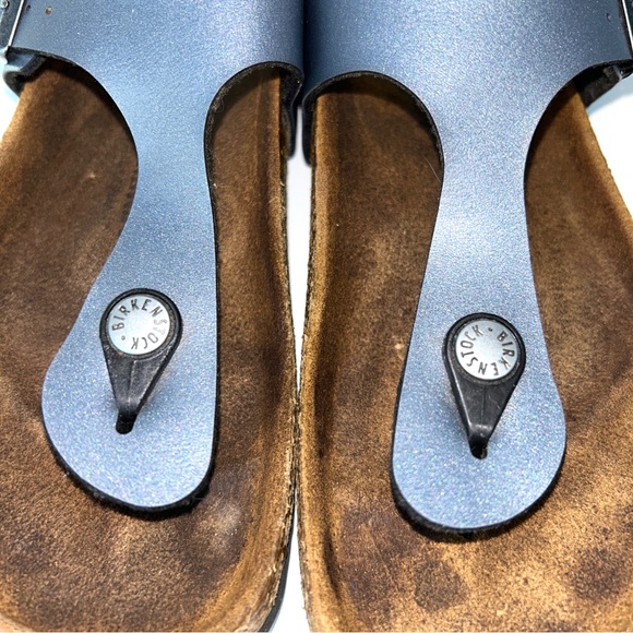 Birkenstock Women's‎ Birko-Flor Gizeh Pewter Blue Sandals Thong Leather 36EU - Picture 10 of 16